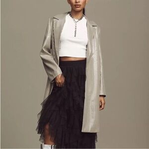 Anthropologie Mare Mare gray silver sequin long line jacket